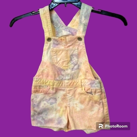 3/$30 PLACE Pastel Tie Dye Cut-Off Overall Shorts Girls Size 5 - Picture 1 of 8